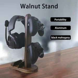 Walnut Wood Headphone Stand PS5 Controller Rack